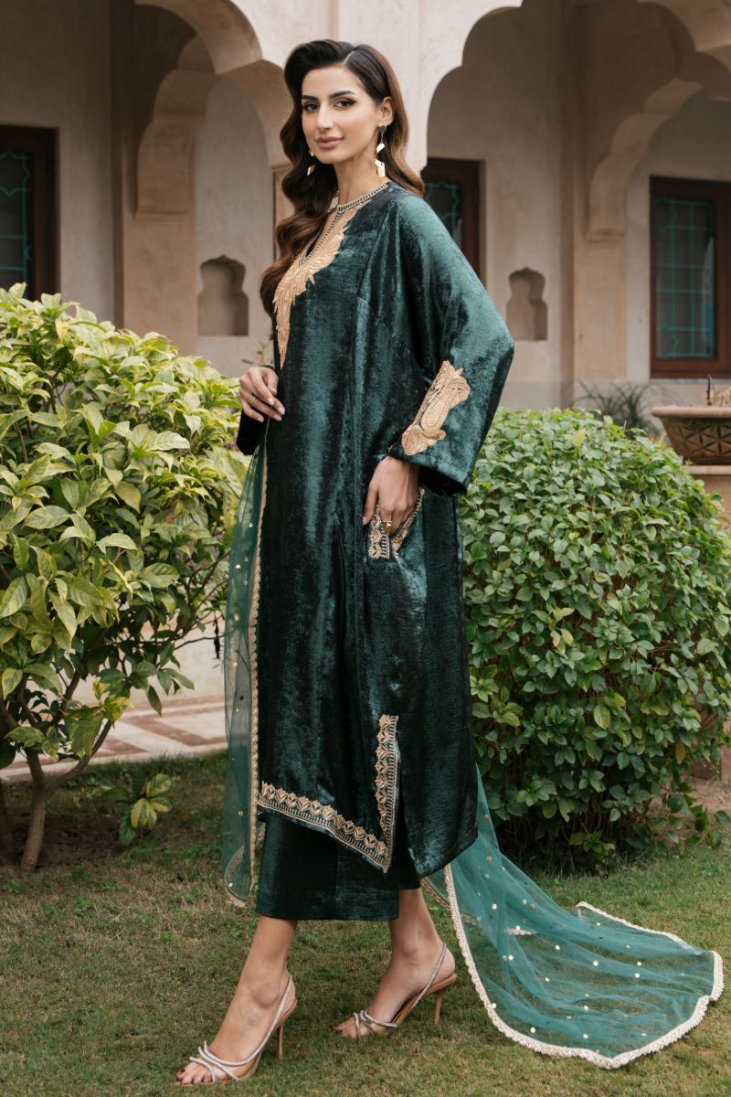 Natasha Kamal - PANNA - green - Two Tonal Silk & Net - 3 Piece