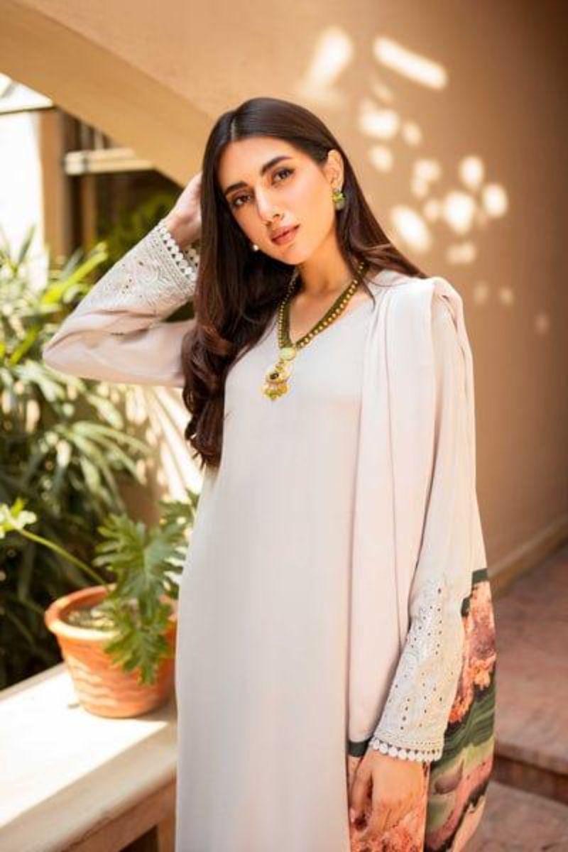 Natasha Kamal - Pink Georgette Chiffon Coord Set with Printed Silk Dupatta - 3 Pieces