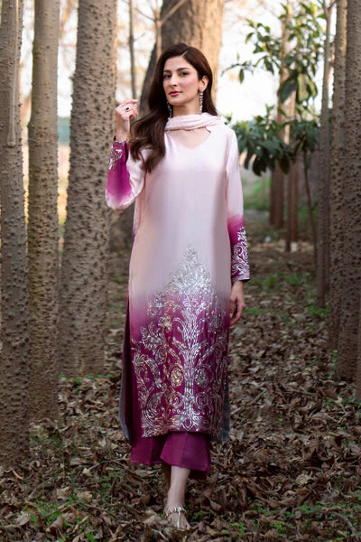 Natasha Kamal - Silk Elaina Suit For Women - Ombre Pink - 3 Piece