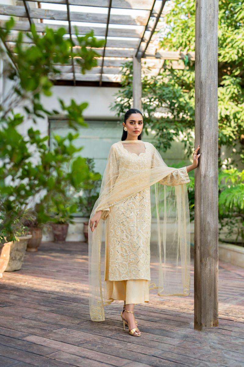 Natasha Kamal - Tuscany - light yellow - Georgette lined with crepe de chin - 3 Piece