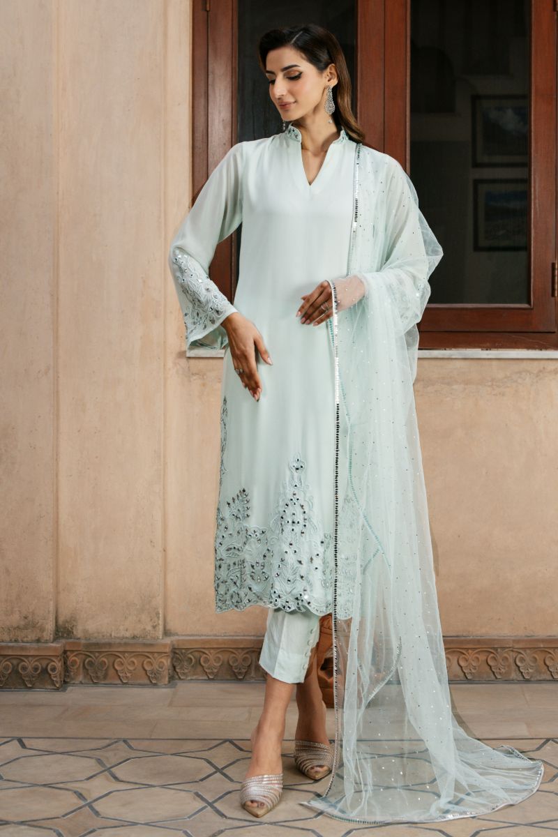 Natasha Kamal - VERNA - light green - Georgette Chiffon, Silk & Net - 3 Piece