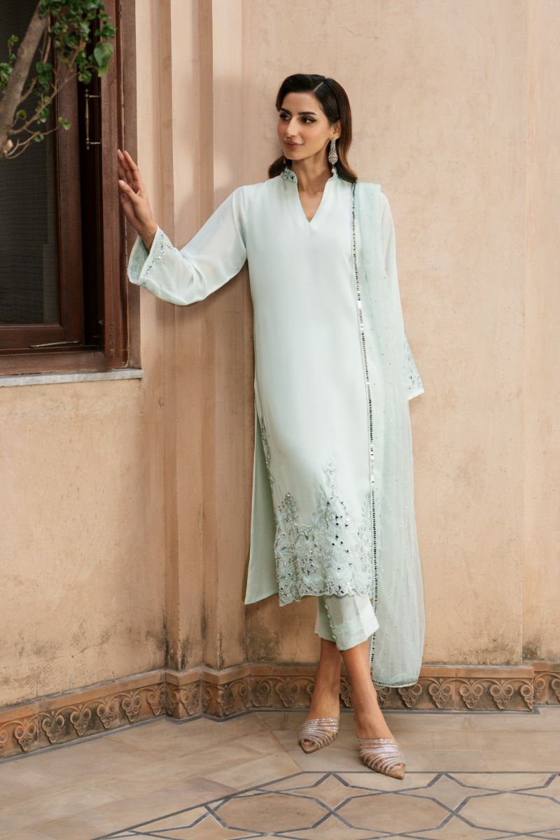 Natasha Kamal - VERNA - light green - Georgette Chiffon, Silk & Net - 3 Piece
