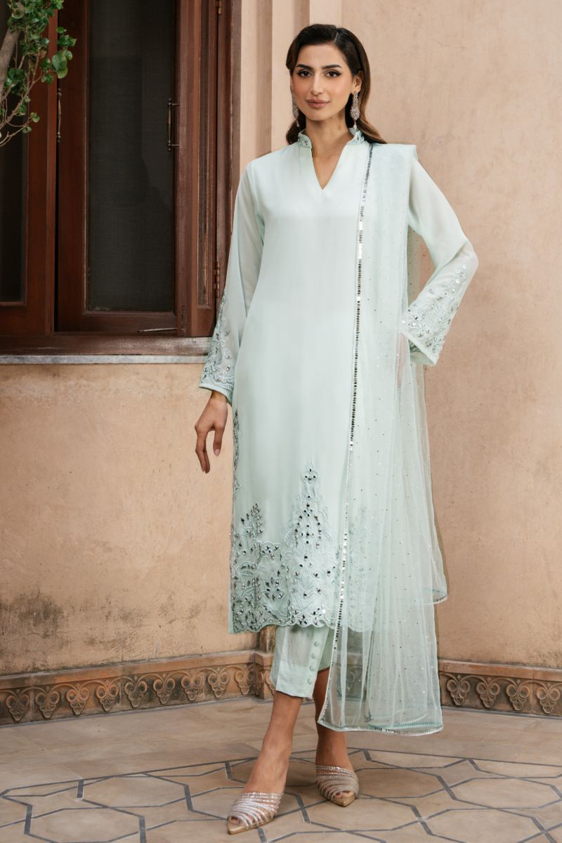 Natasha Kamal - VERNA - light green - Georgette Chiffon, Silk & Net - 3 Piece