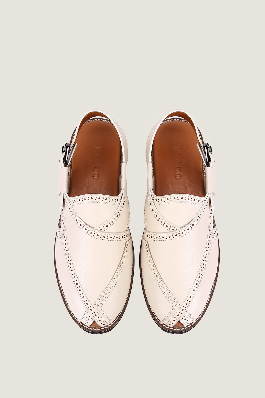 Navado - Brogue Peshawari Off White Sandals For Men