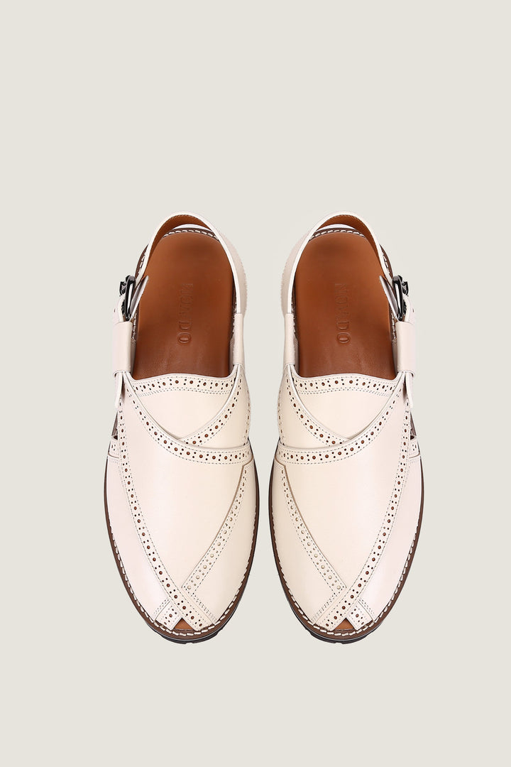 Navado - Brogue Peshawari Off White Sandals For Men