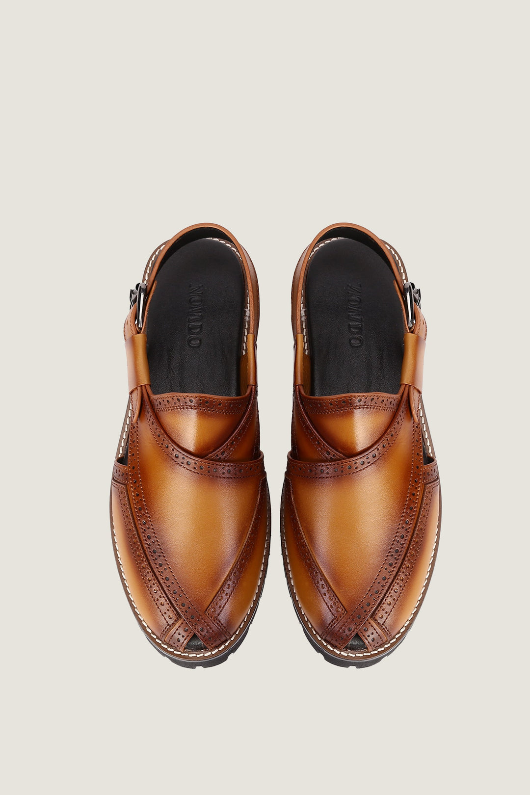 Navado - Brogue Peshawari Tan Sandals For Men