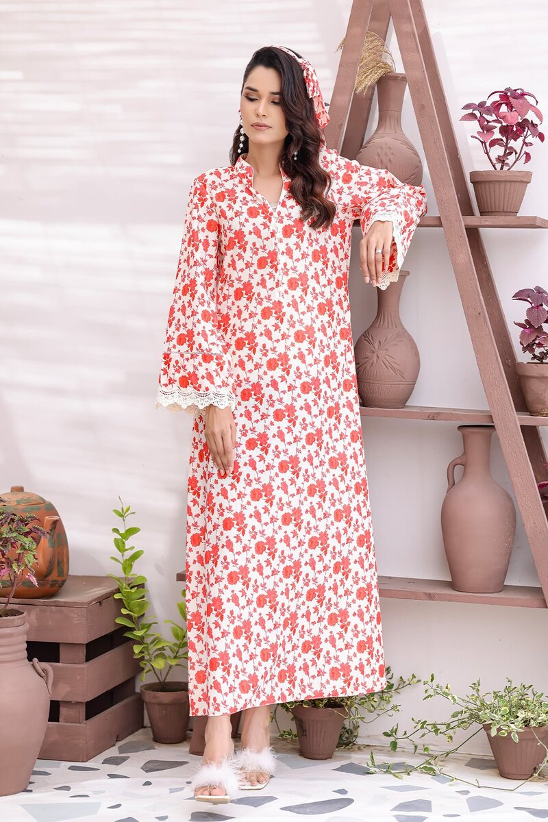 Nawaem Altulle - Marmar - red & floral - cotton - 1 Piece