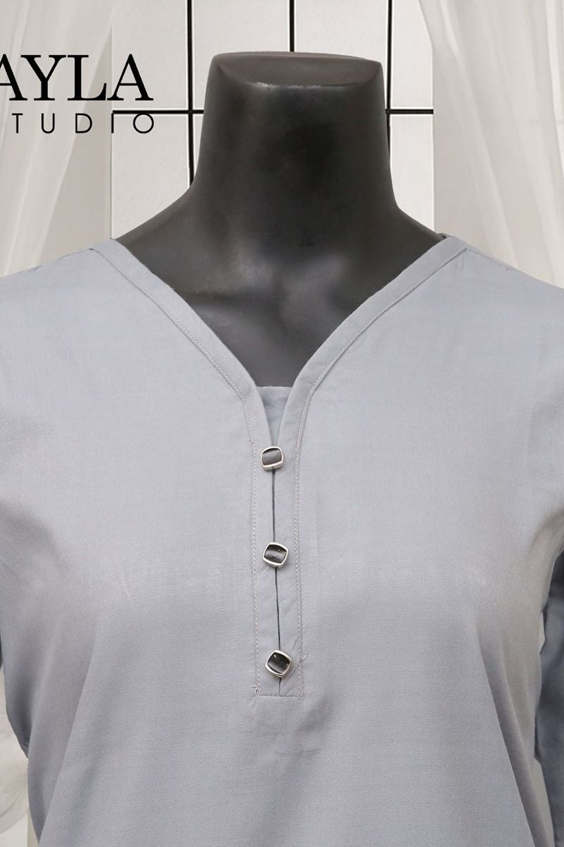 Ayla Studio - 2 pcs solid embroidery - NEELOFAR - MID NIGHT BLUE - Wash & Wear