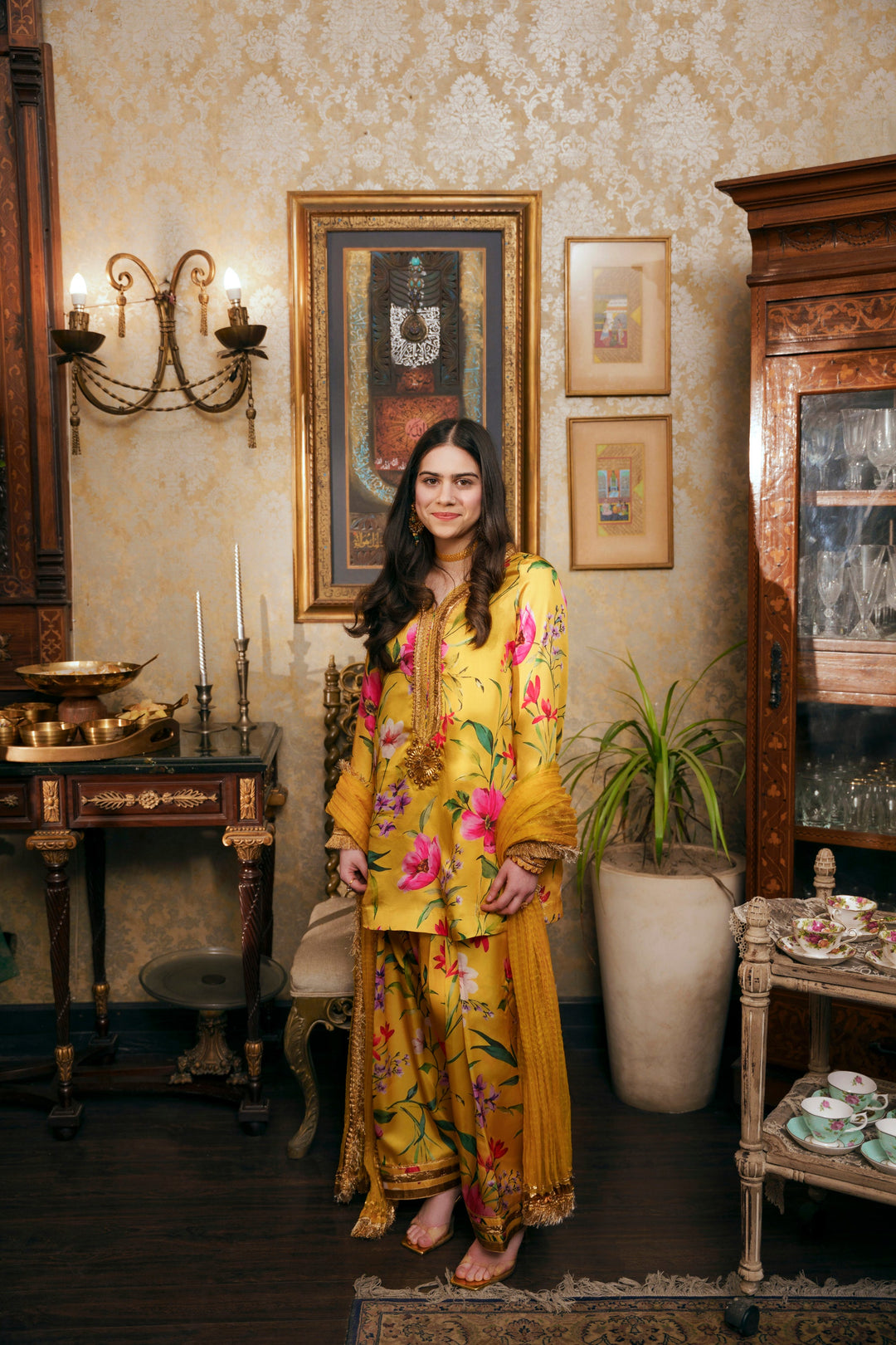 Nilofer Shahid - Aaiza Silk - Yellow - 3 Piece