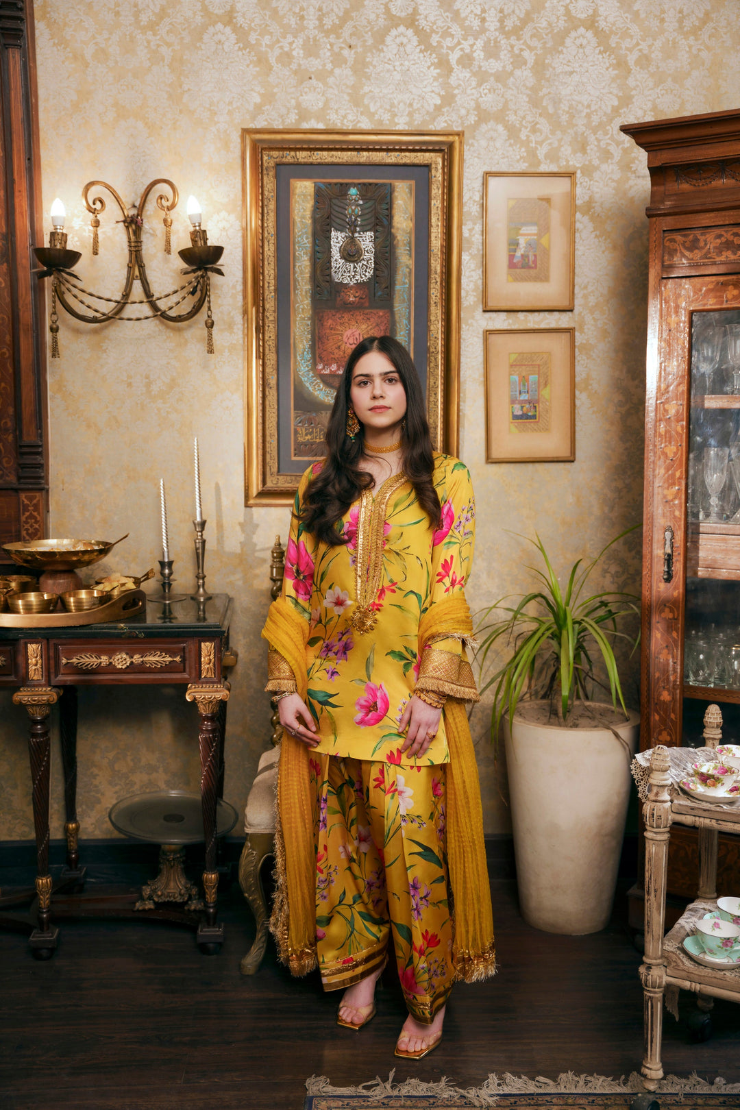 Nilofer Shahid - Aaiza Silk - Yellow - 3 Piece