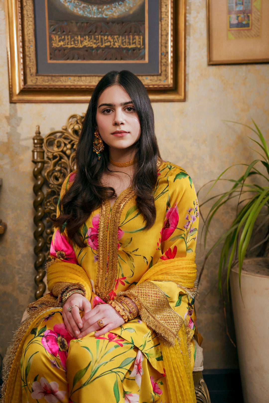 Nilofer Shahid - Aaiza Silk - Yellow - 3 Piece
