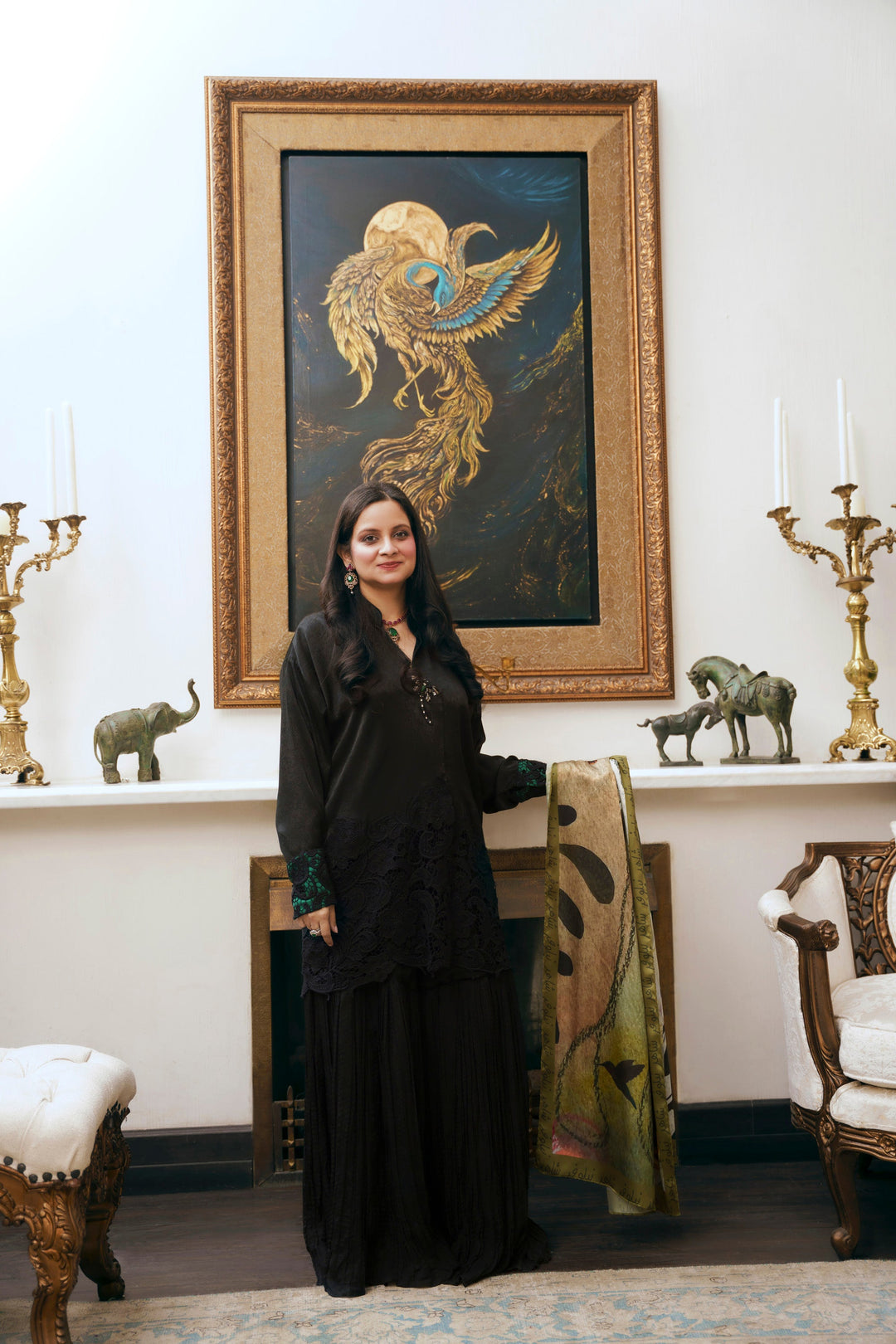 Nilofer Shahid - Afia Touleen Silk - Black - 2 Piece