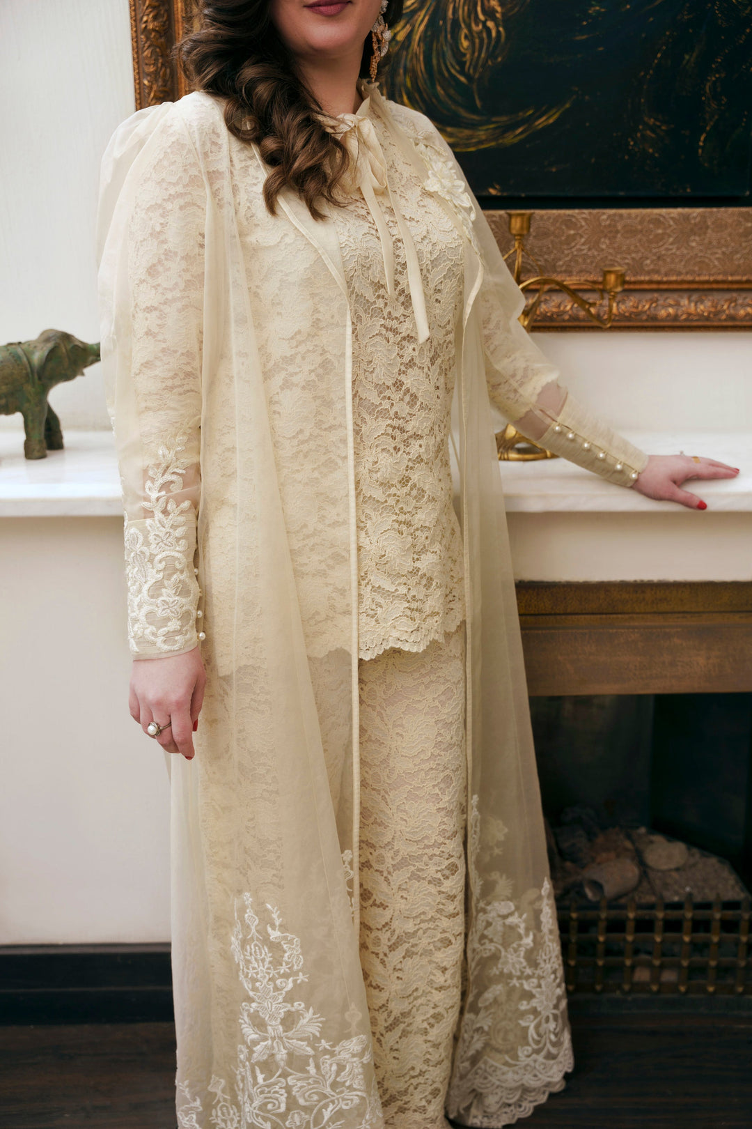 Nilofer Shahid - Areej Organza - Off White - 3 Piece