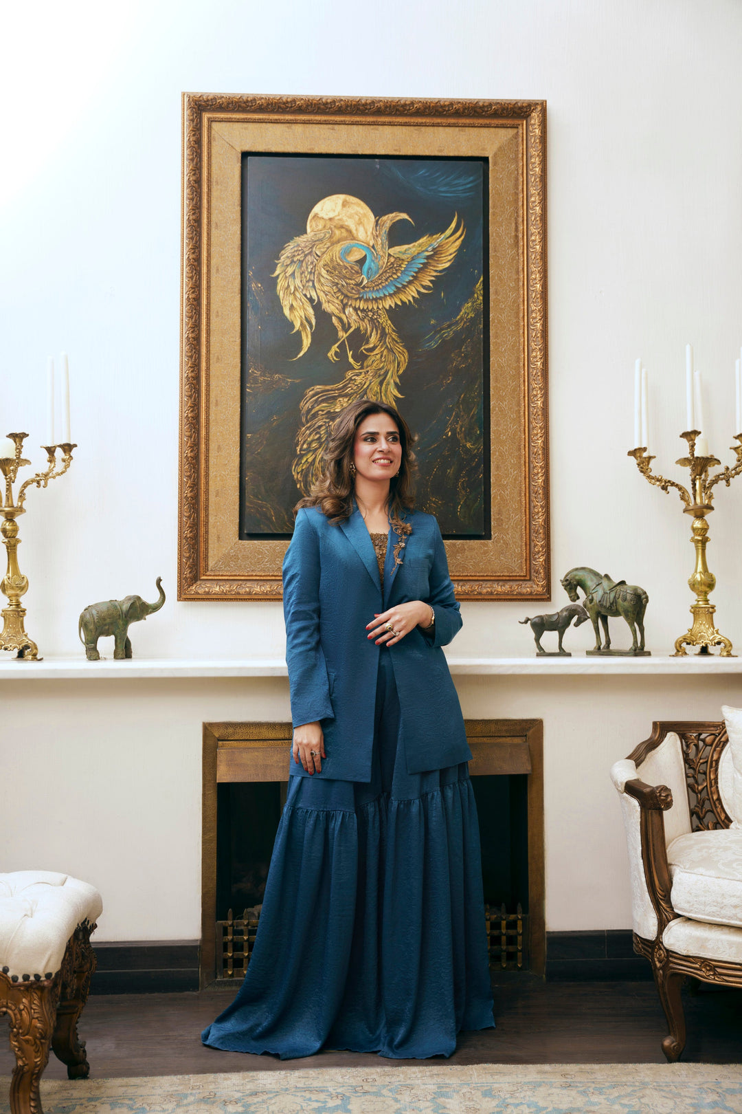 Nilofer Shahid - Maha Touleen Silk - Teal - 3 Piece