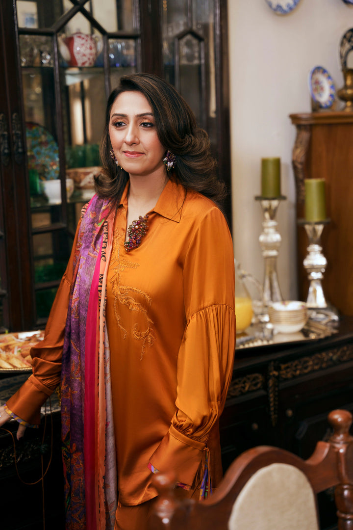 Nilofer Shahid - Sana Touleen Silk - Sunset Gold - 2 Piece