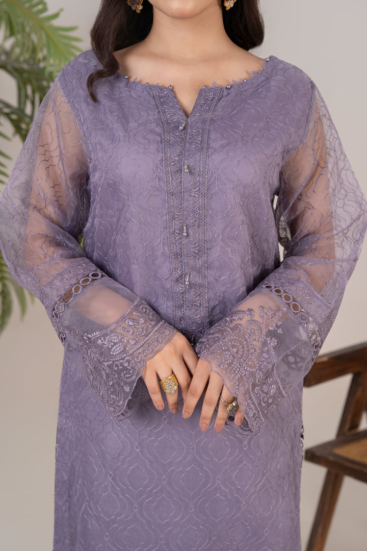 Laleen - Noorah Organza Suit For Women - Purple - 3 Piece