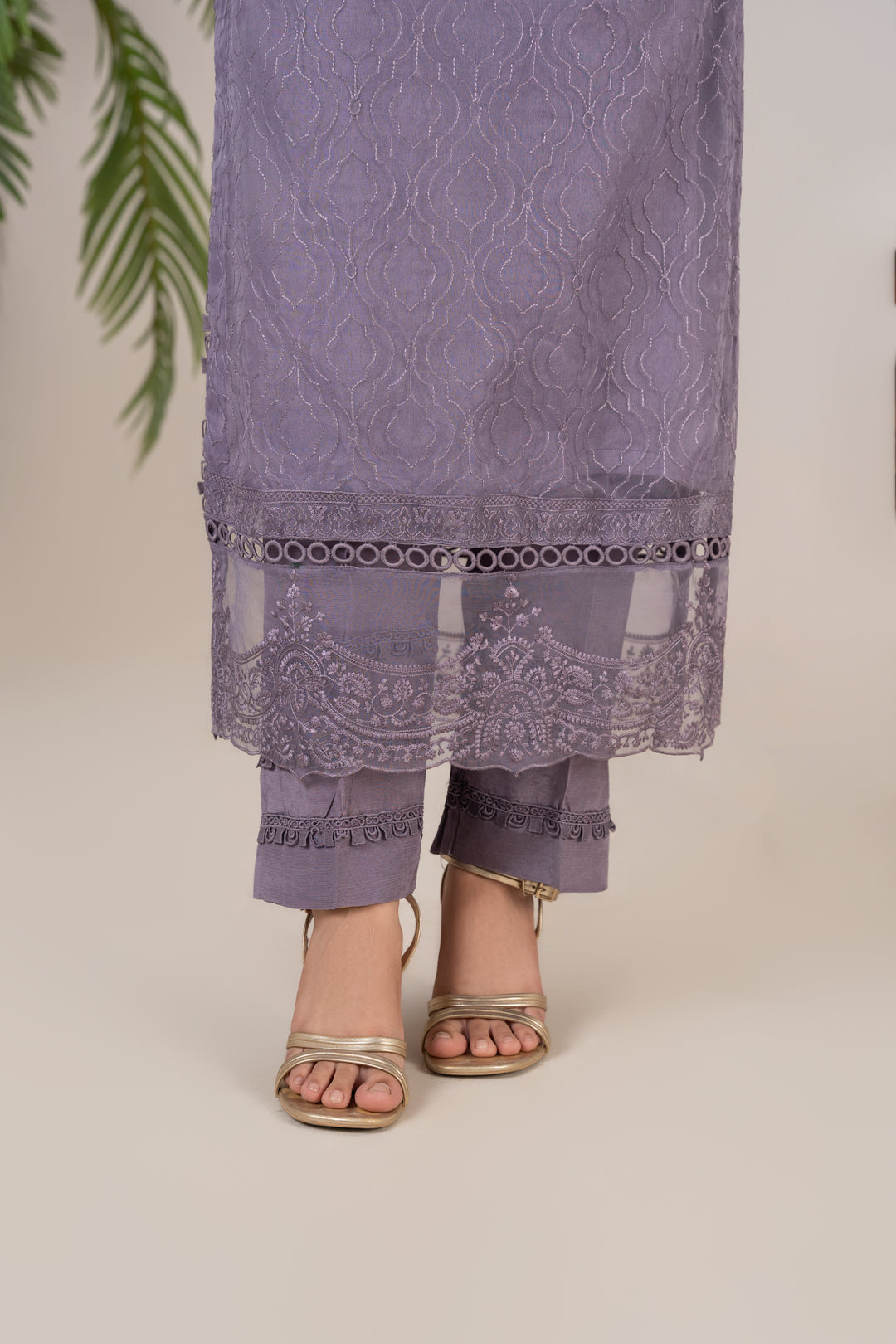 Laleen - Noorah Organza Suit For Women - Purple - 3 Piece