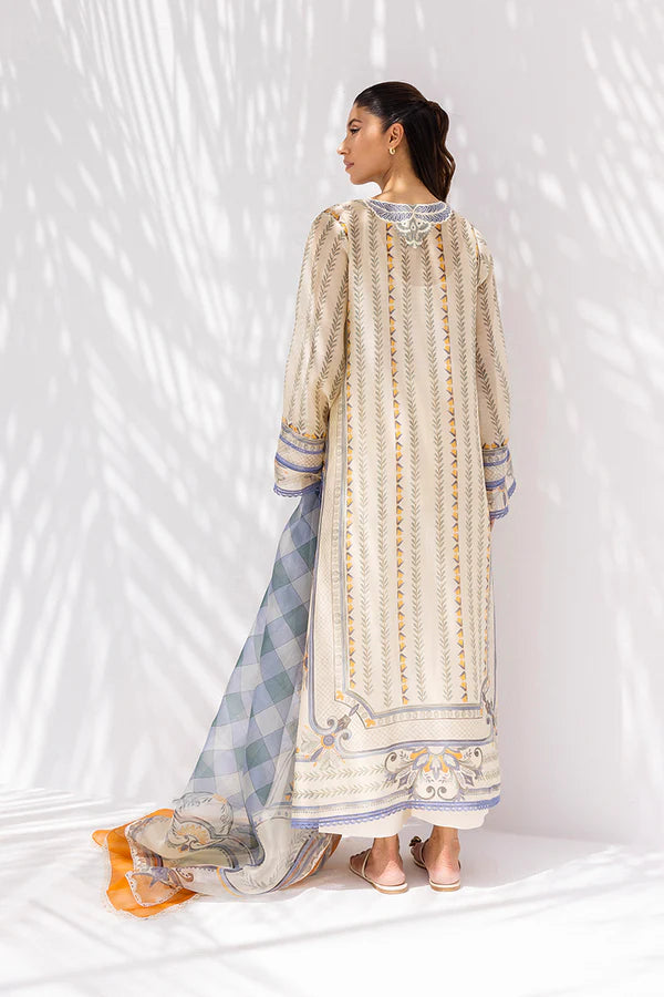 Sania Maskatiya - Nora - Cotton Net / Crepe / Pure Raw Silk / Organza - Ivory - 4 Piece