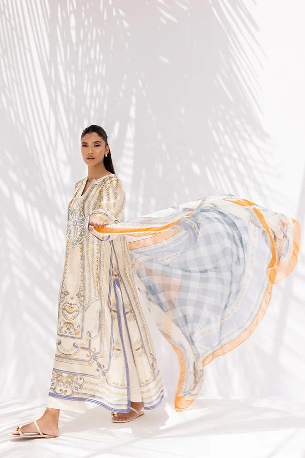 Sania Maskatiya - Nora - Cotton Net / Crepe / Pure Raw Silk / Organza - Ivory - 4 Piece