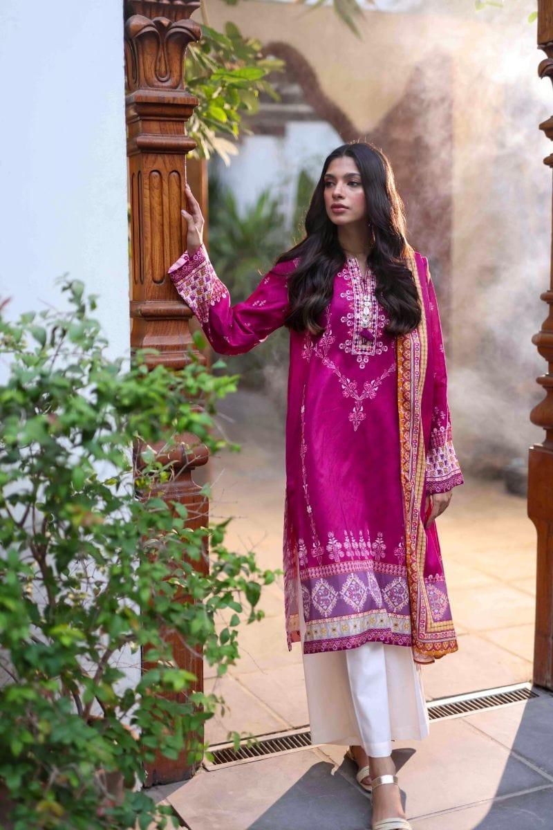 Oaks - Dhalia Mauve 3 Piece Cambric Printed - Unstitched - Studio by TCS