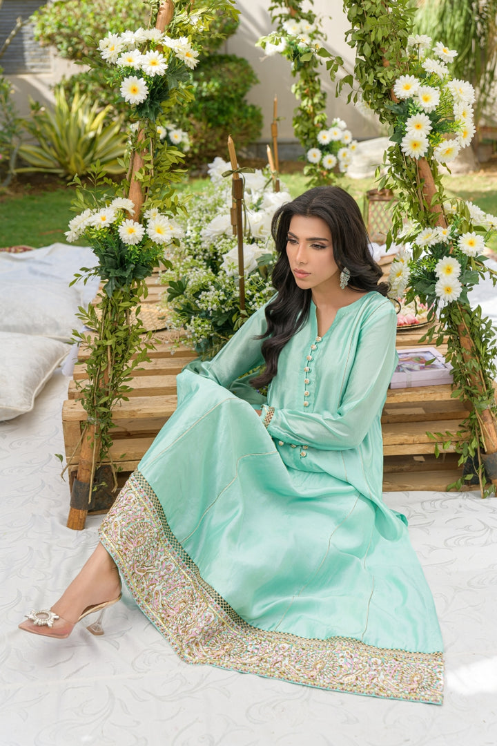 Alishba Kashif - OCEAN WHISPER - Aqua - Silk - 3 Piece