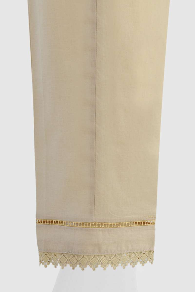 Oaks - Women Beige Lawn Trouser  - 1 Piece