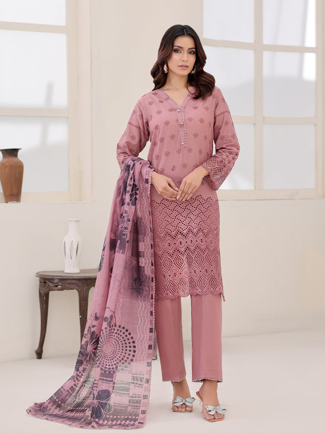 Oaks - ChickenKaari Pret Lawn Suit For Women - Dark Brown - 3 Piece