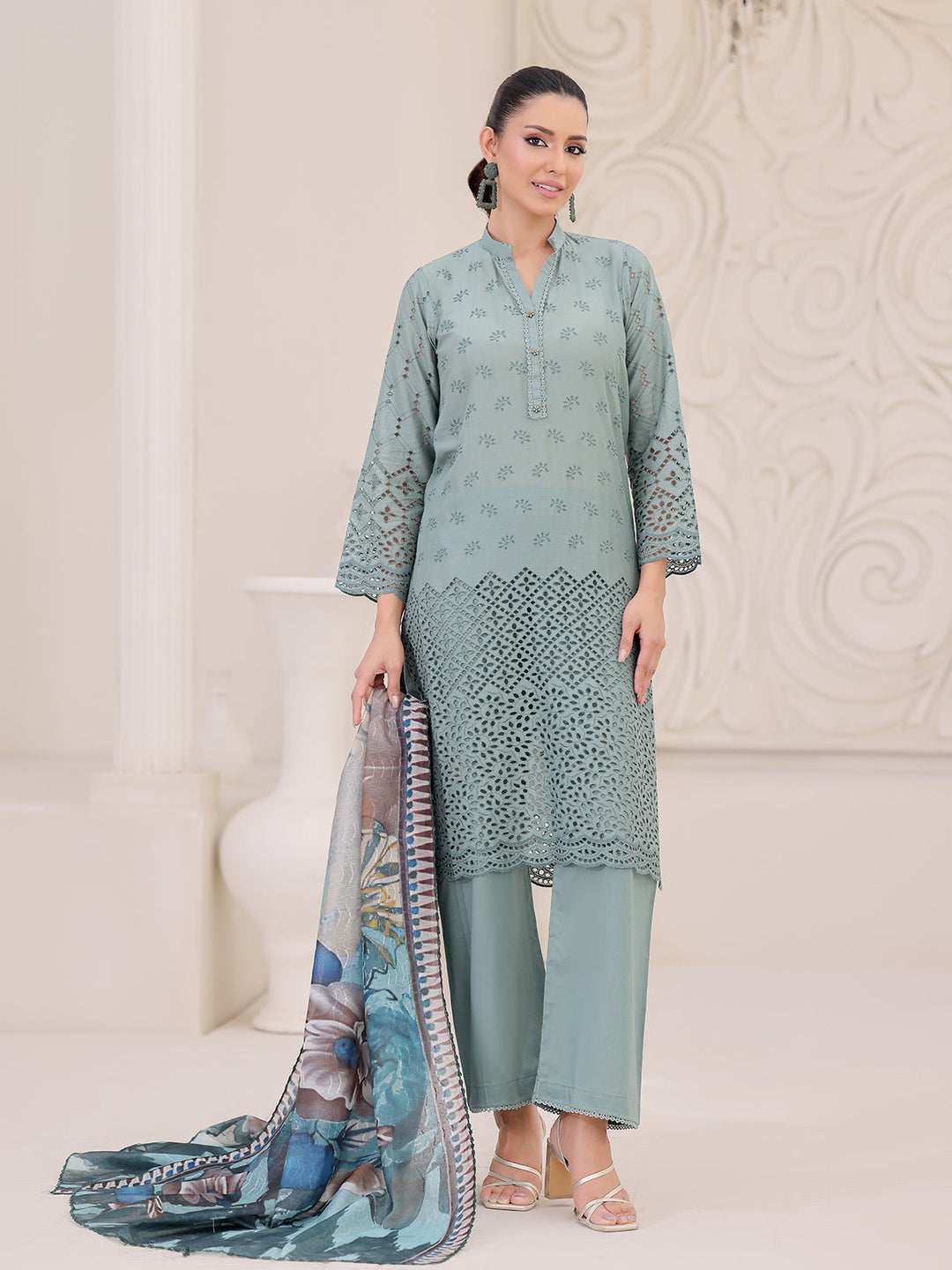 Oaks - ChickenKaari Pret Lawn Suit For Women - Green - 3 Piece