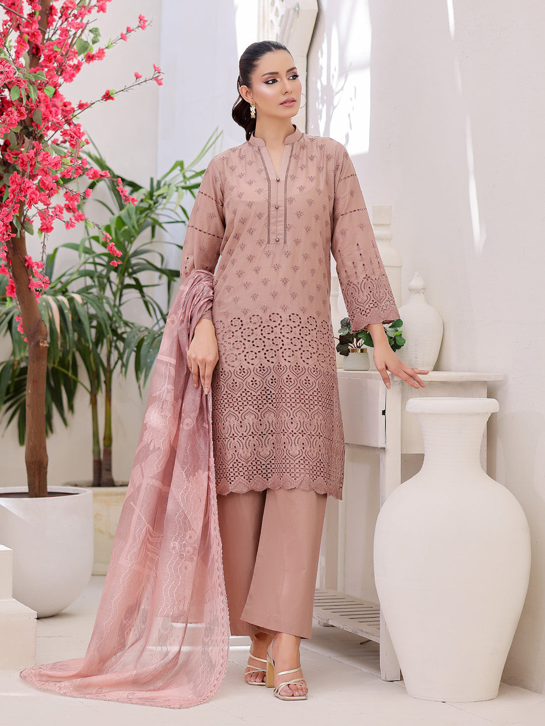 Oaks - ChickenKaari Pret Lawn Suit For Women - Light Brown - 3 Piece