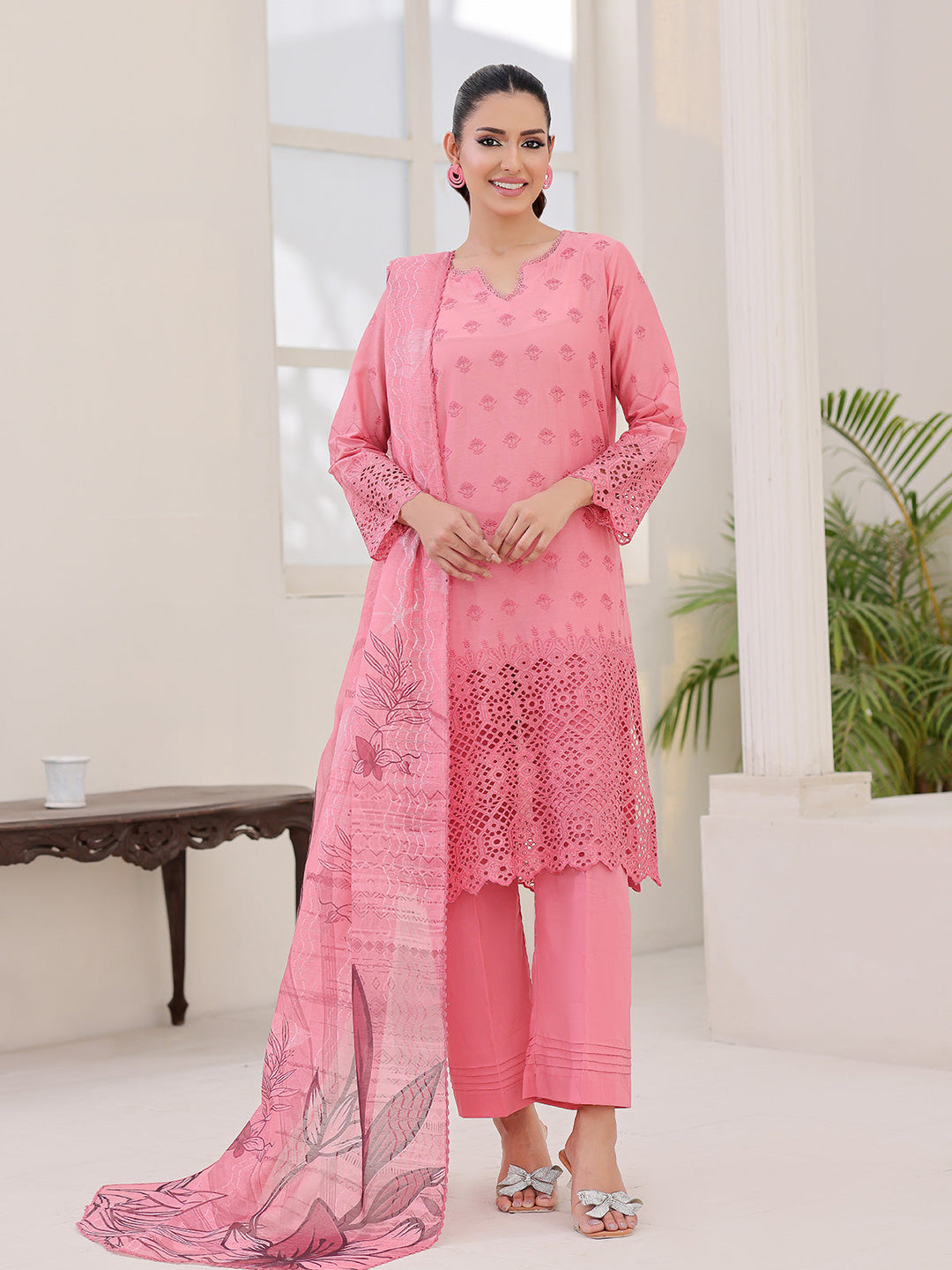 Oaks - ChickenKaari Pret Lawn Suit For Women - Pink - 3 Piece