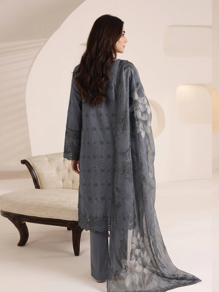 Oaks - ChickenKaari Unstitch Suit For Women - Dark Grey - 3 Piece