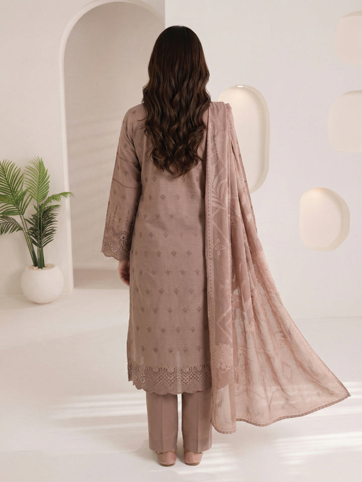 Oaks - ChickenKaari Unstitch Suit For Women - Light Brown - 3 Piece