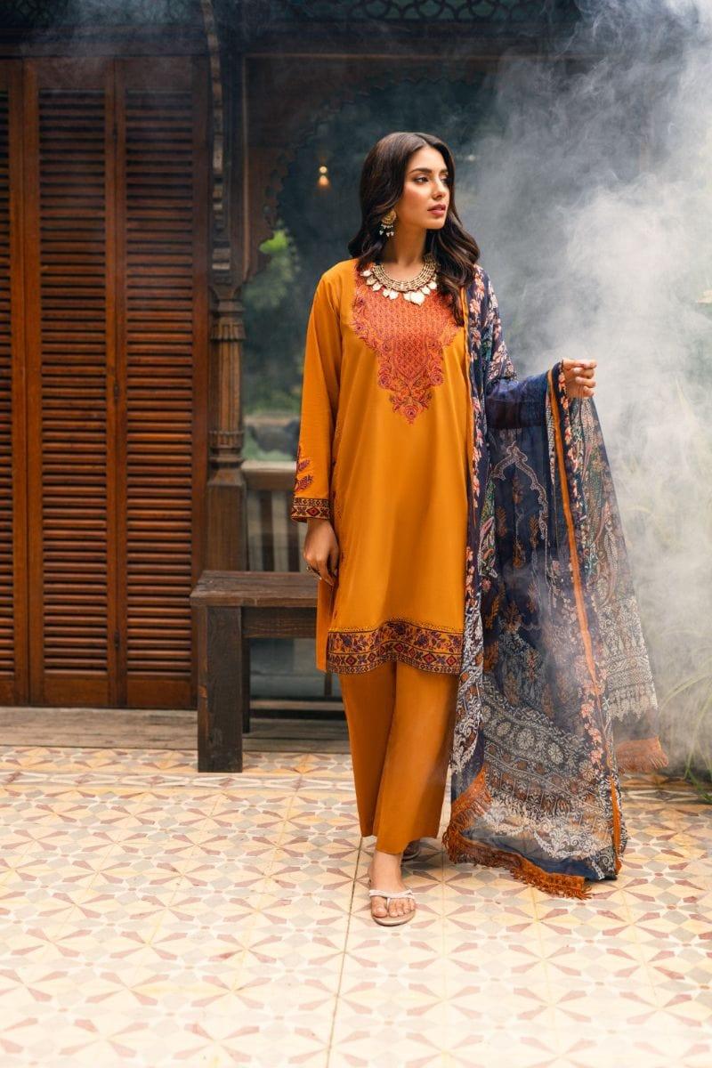 Oaks - Descent Sun 3 Piece Chiffon Embroidered - Unstitched