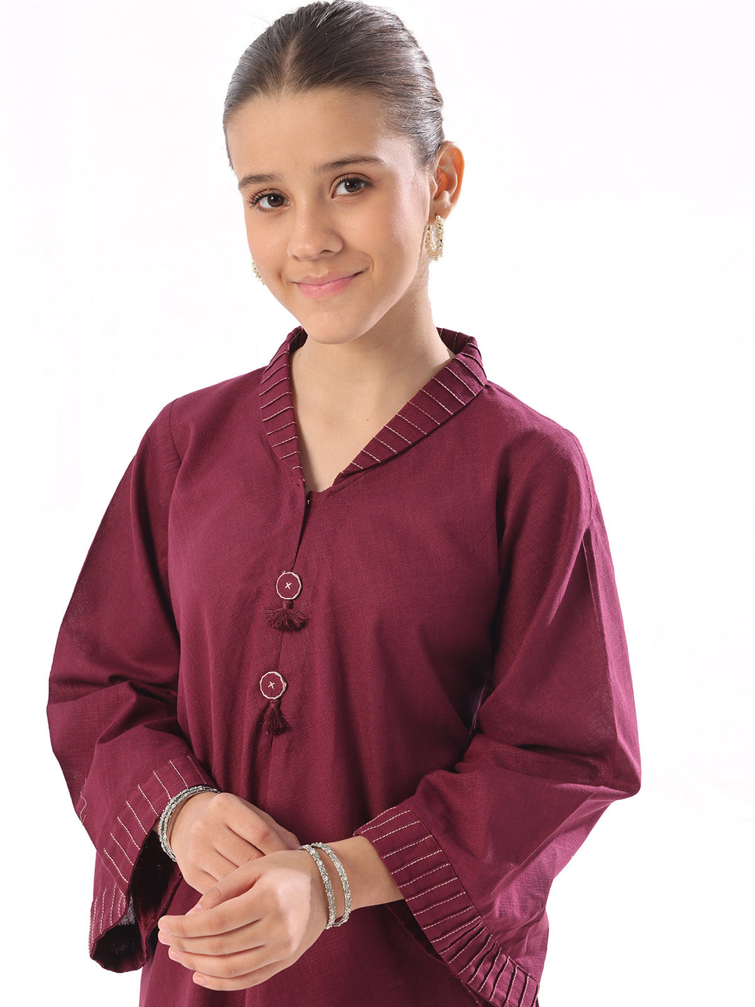 Oaks - Dyed Pret Shirt Trouser Khaddar Dark Purple  - 2 Piece