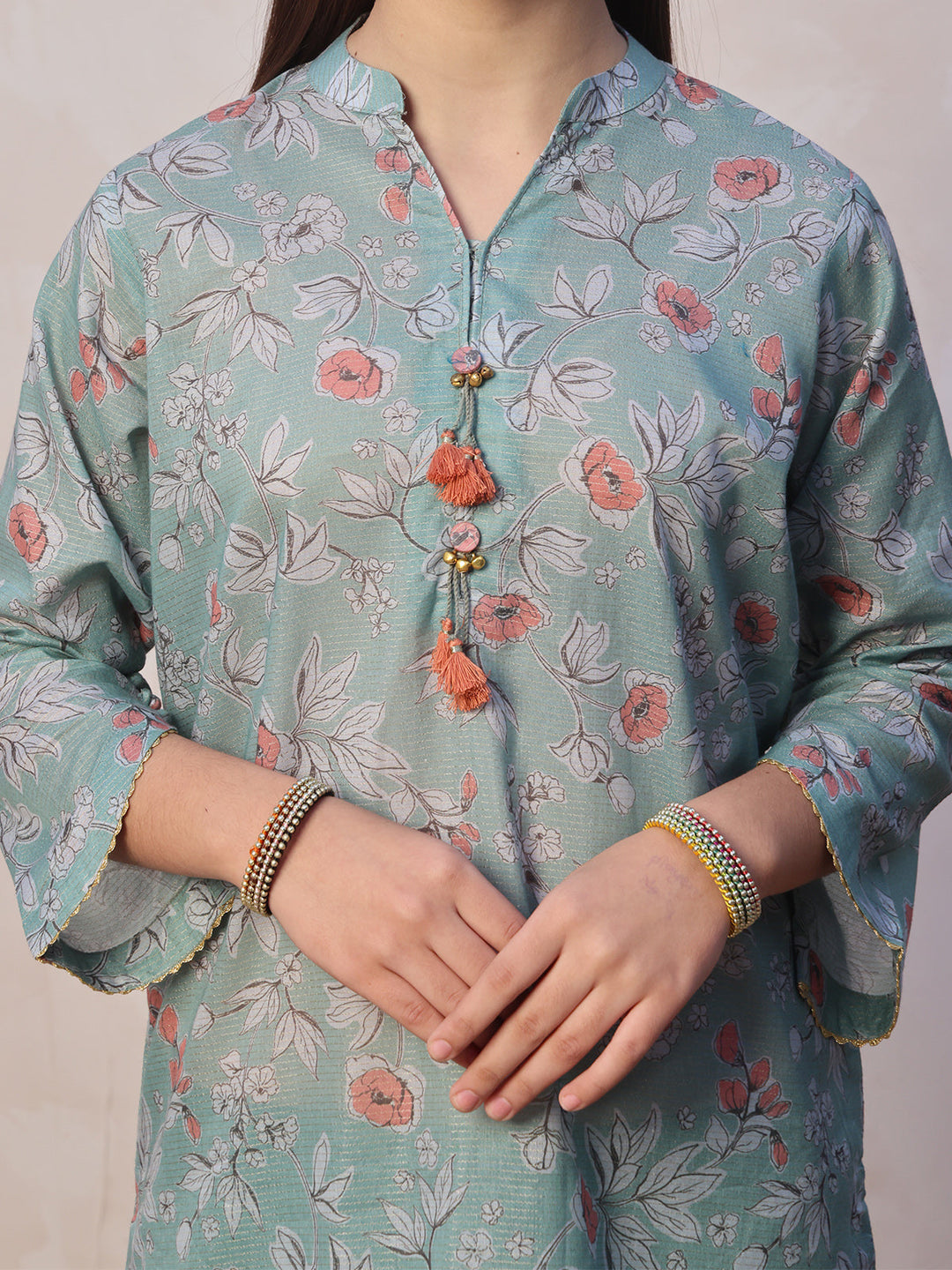 Oaks - Embroidered Pret Shirt &amp; Trouser Masoori Lawn Green  - 2 Piece