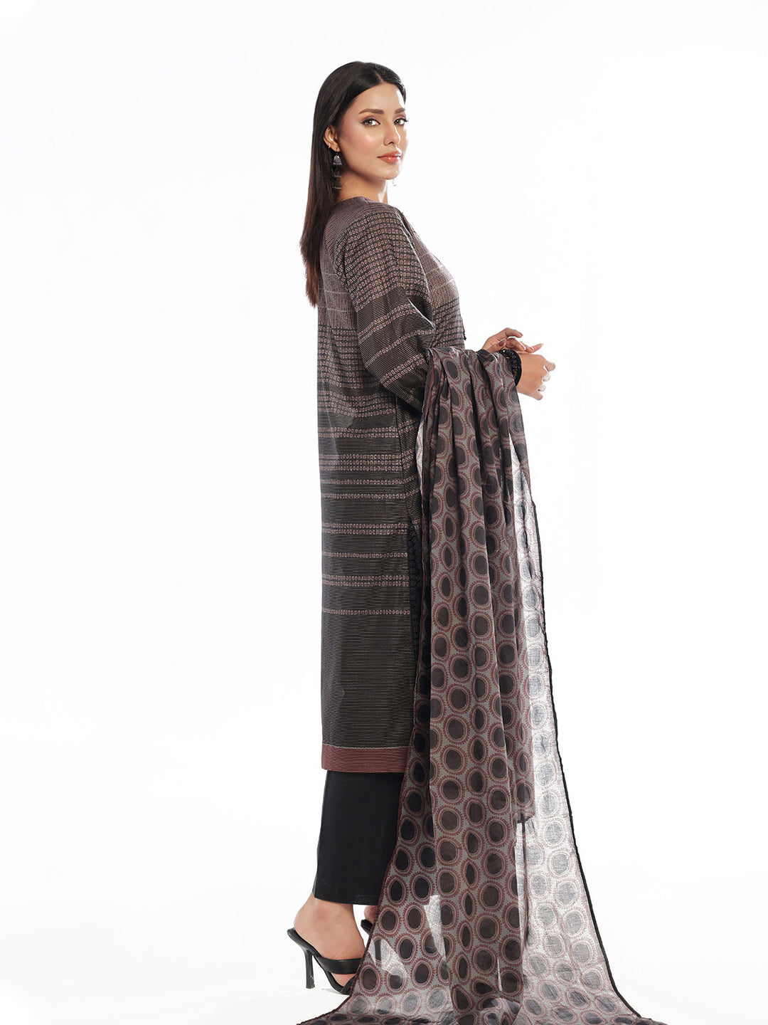 Oaks - Embroidered Pret &amp; Unstitched Masoori Lawn Black - 3 Piece
