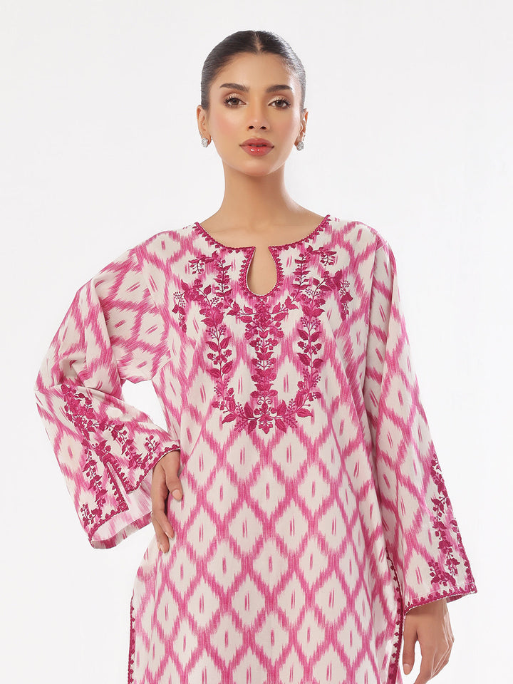 Oaks - Embroidered Pret &amp; Unstitched Shirt Trouser Lawn Magenta - 2 Piece