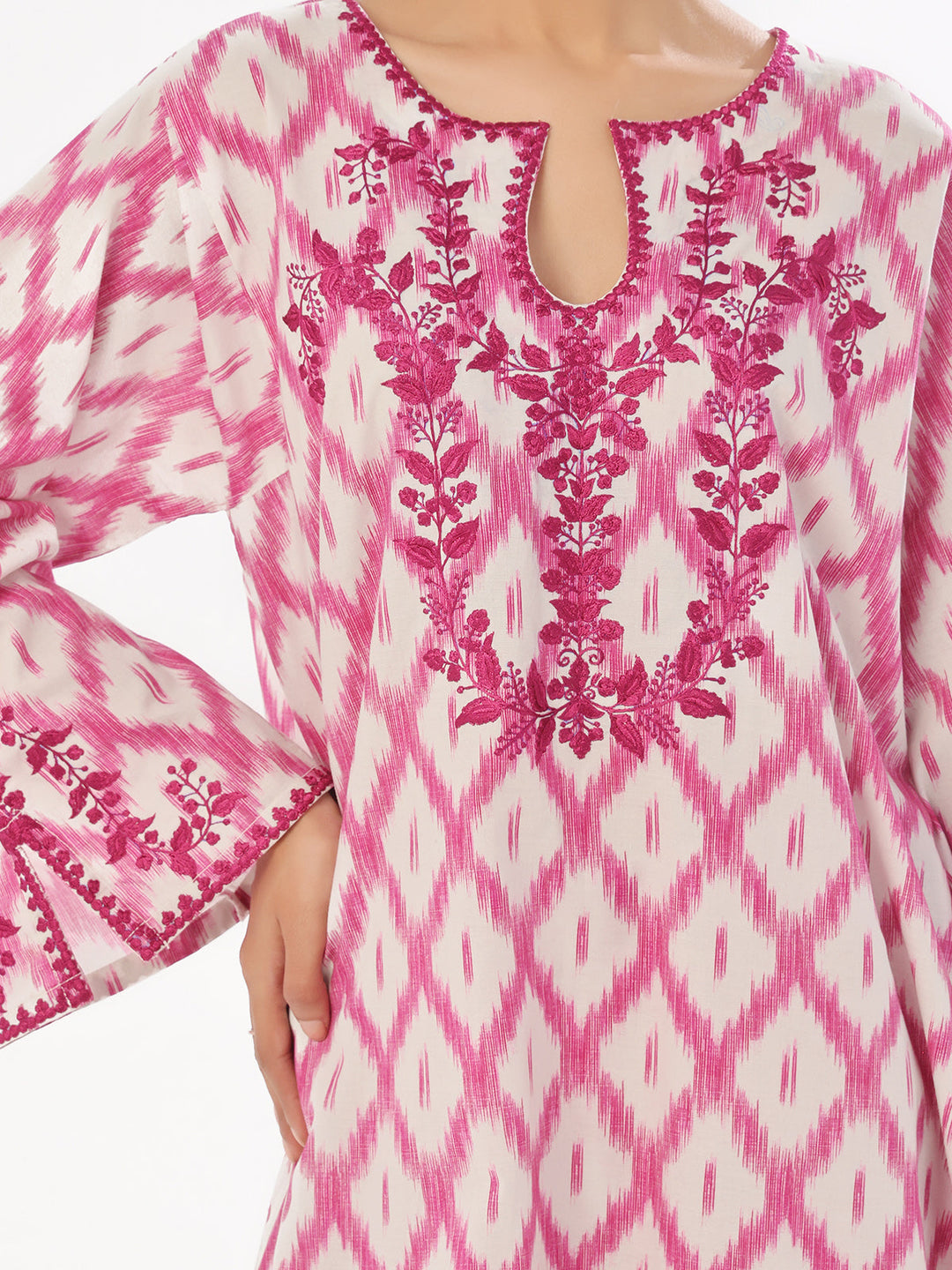 Oaks - Embroidered Pret &amp; Unstitched Shirt Trouser Lawn Magenta - 2 Piece