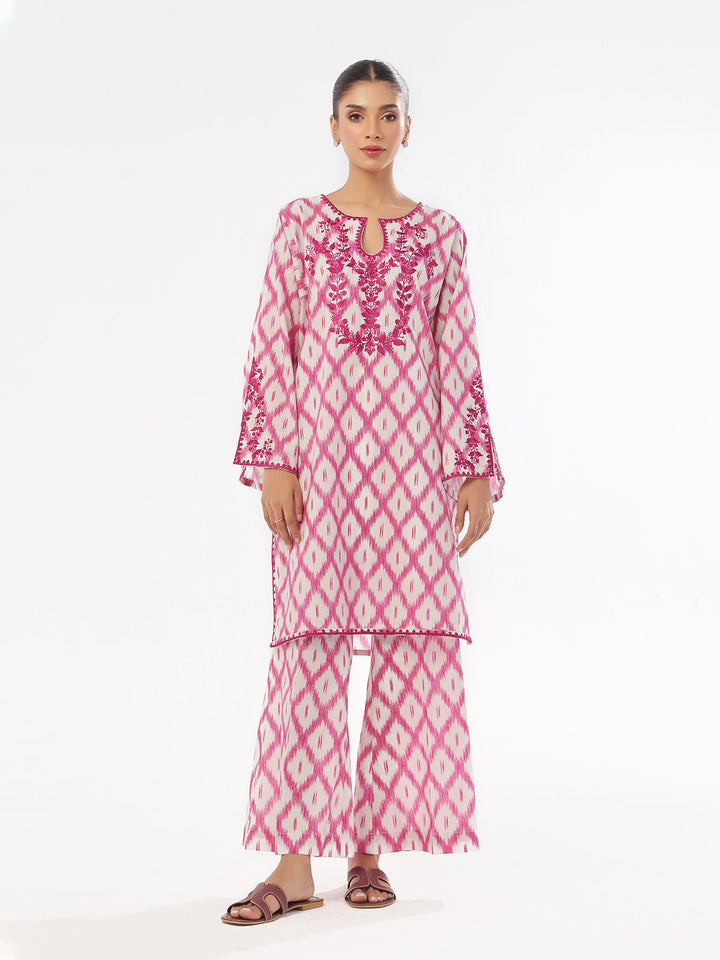 Oaks - Embroidered Pret &amp; Unstitched Shirt Trouser Lawn Magenta - 2 Piece