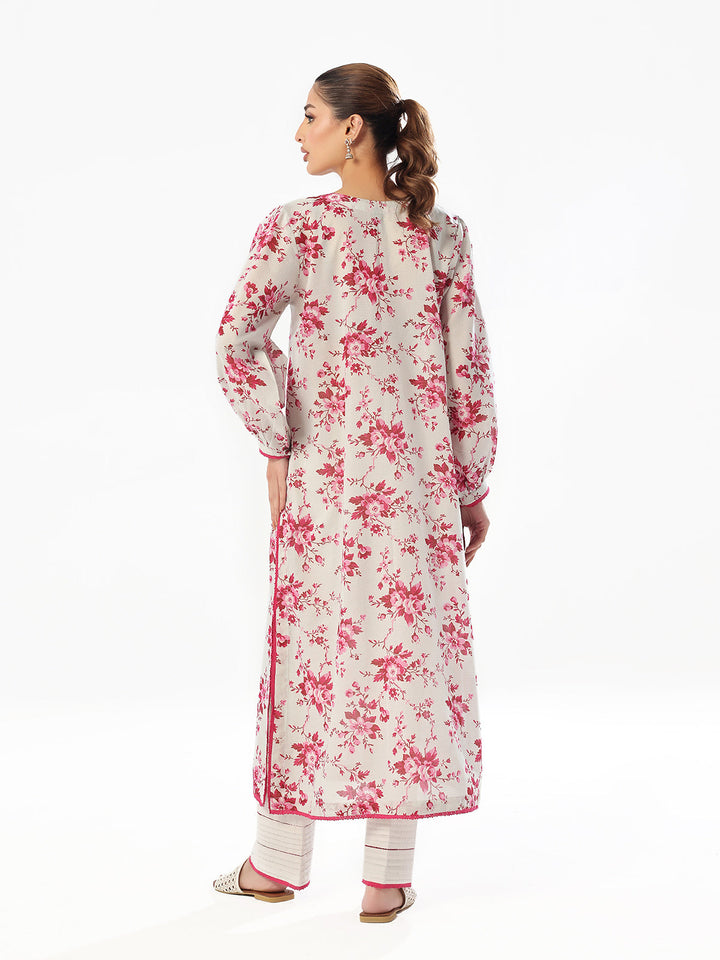 Oaks - Embroidered Pret & Unstitched Shirt Trouser Maisoori Lawn White & Pink - 2 Piece