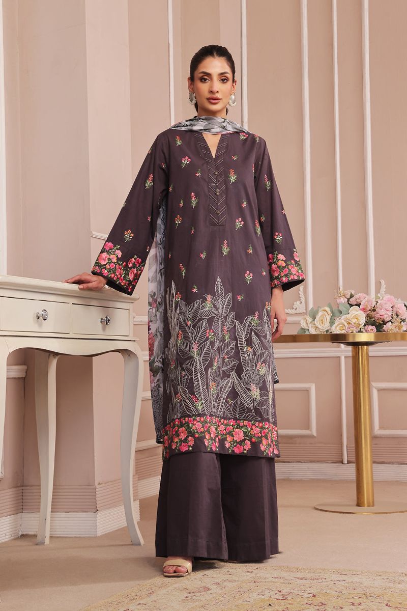 Oaks - Embroidered Pret & Unstitched Suit Dyed Cambric - 3 Piece