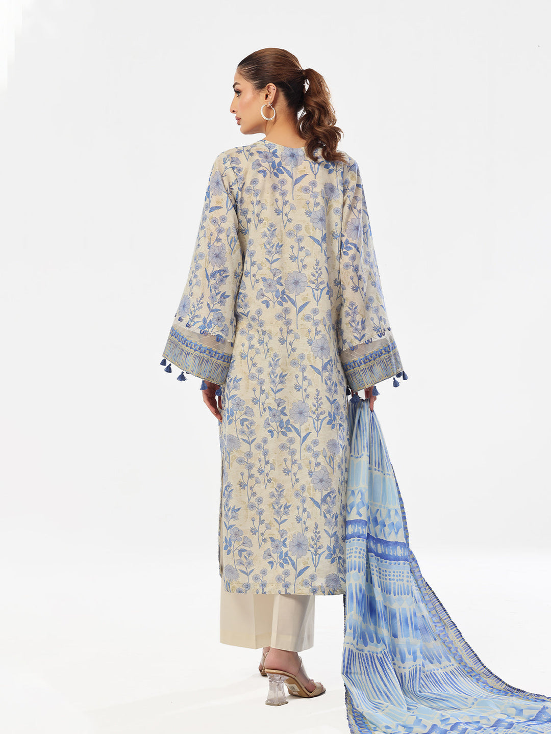 Oaks - Embroidered Pret &amp; Unstitched Suit Masoori Lawn Blue - 3 Piece