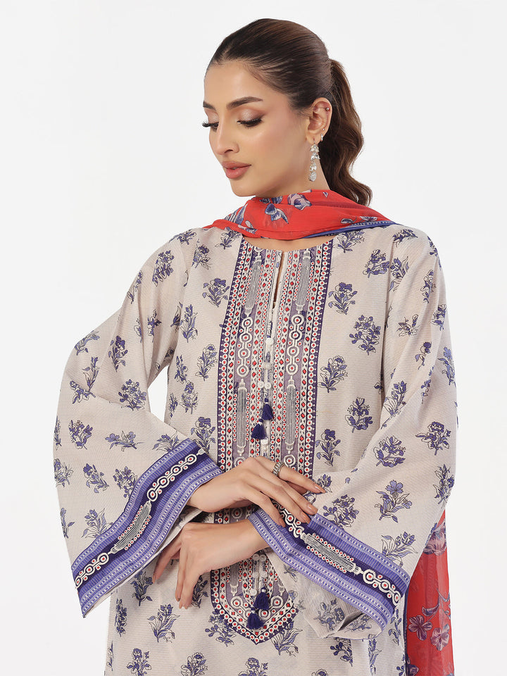 Oaks - Embroidered Pret &amp; Unstitched Suit Masoori Lawn Blue - 3 Piece