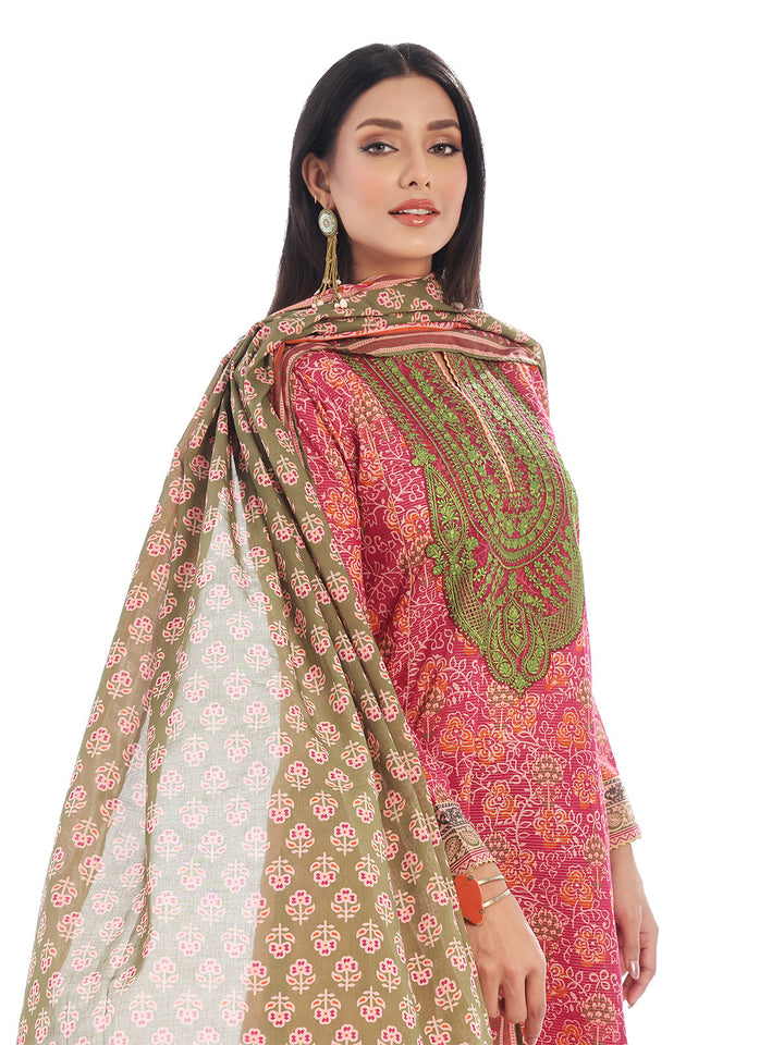 Oaks - Embroidered Pret &amp; Unstitched Suit Masoori Lawn Maroon - 3 Piece