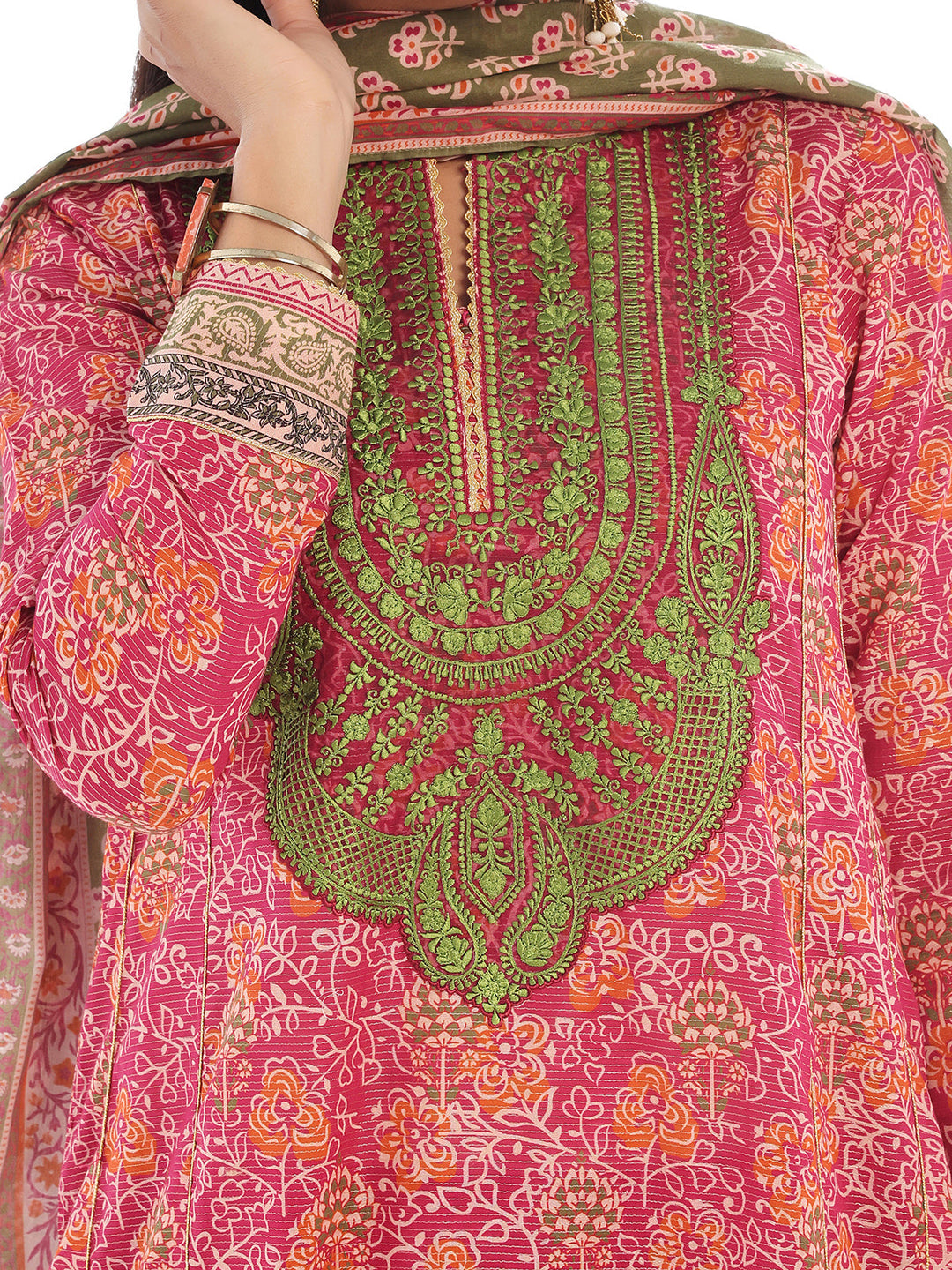 Oaks - Embroidered Pret &amp; Unstitched Suit Masoori Lawn Maroon - 3 Piece