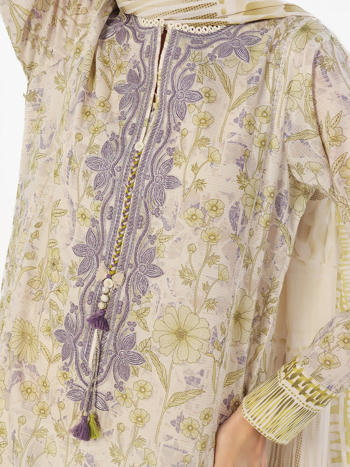 Oaks - Embroidered Pret &amp; Unstitched Suit Masoori Lawn Mehndi - 3 Piece