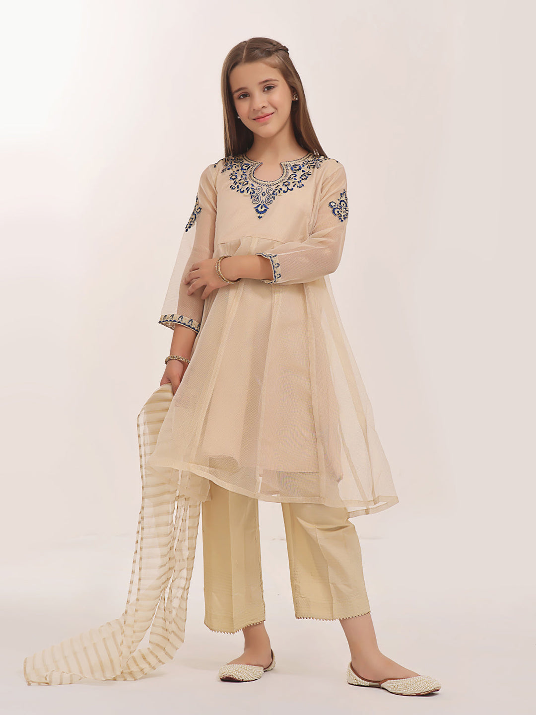 Oaks - Embroidered Suit Pret Masoori Golden  - 3 Piece