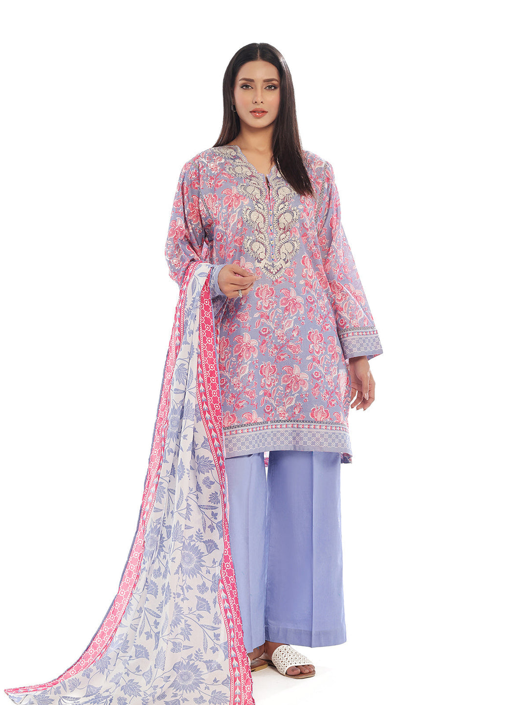 Oaks - Embroidered Unstitched Masoori Lawn Grey  - 3 Piece