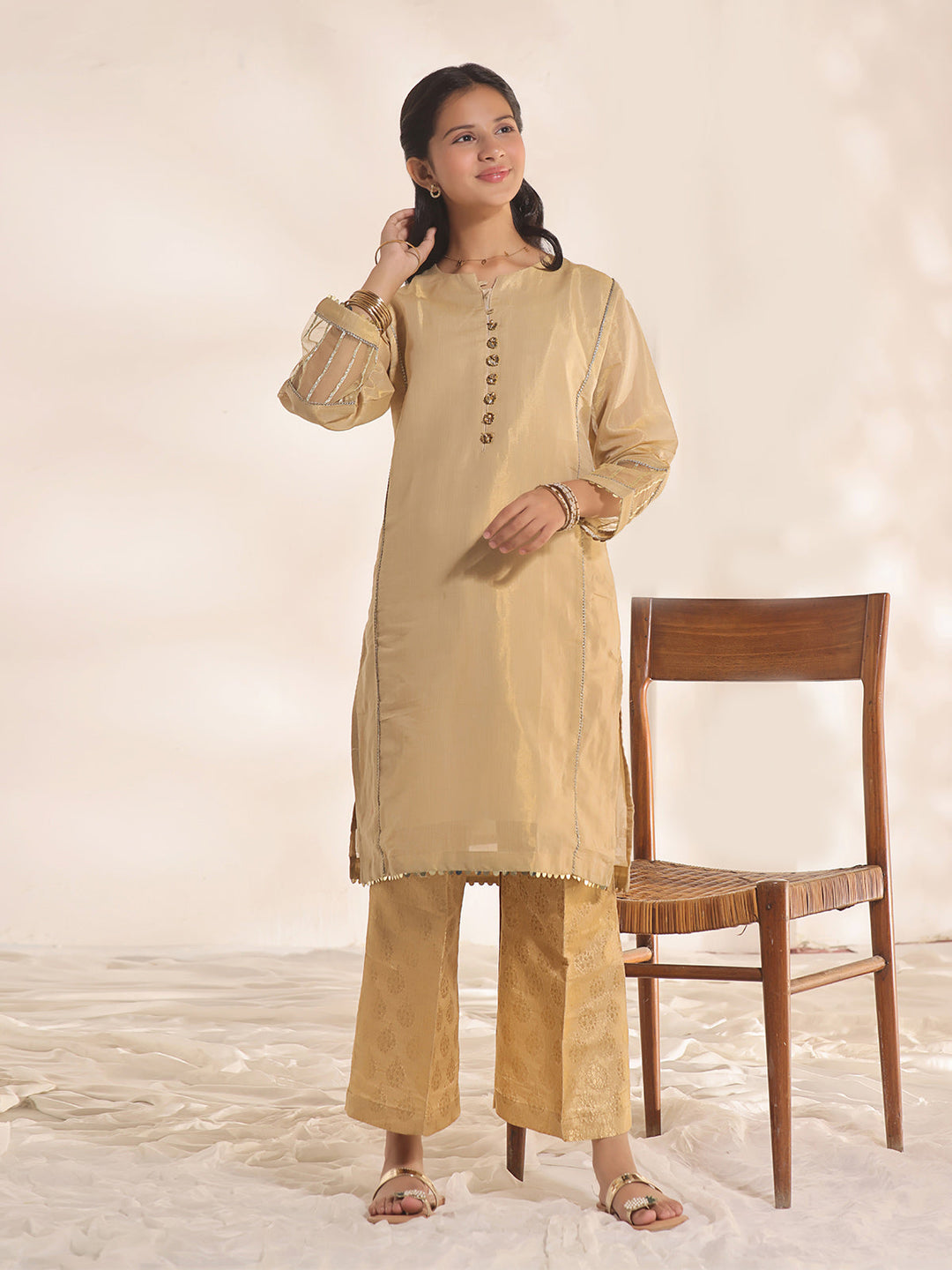 Oaks - Fancy Pret Kurti Masoori Golden  - 1 Piece