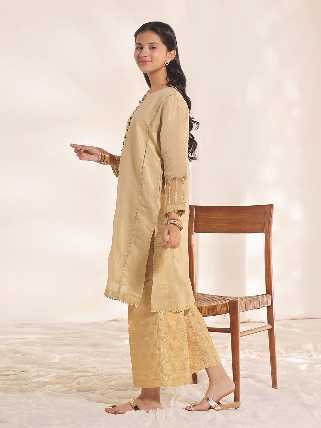Oaks - Fancy Pret Kurti Masoori Golden  - 1 Piece